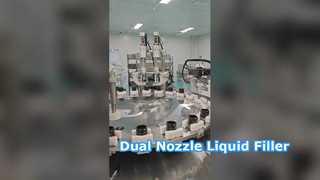 অনেক ধরণের লোশন এবং ক্রিম বোতল সহ একটি মেশিনে দুটি উচ্চ বহুমুখী ফিলিং এবং ক্যাপিং